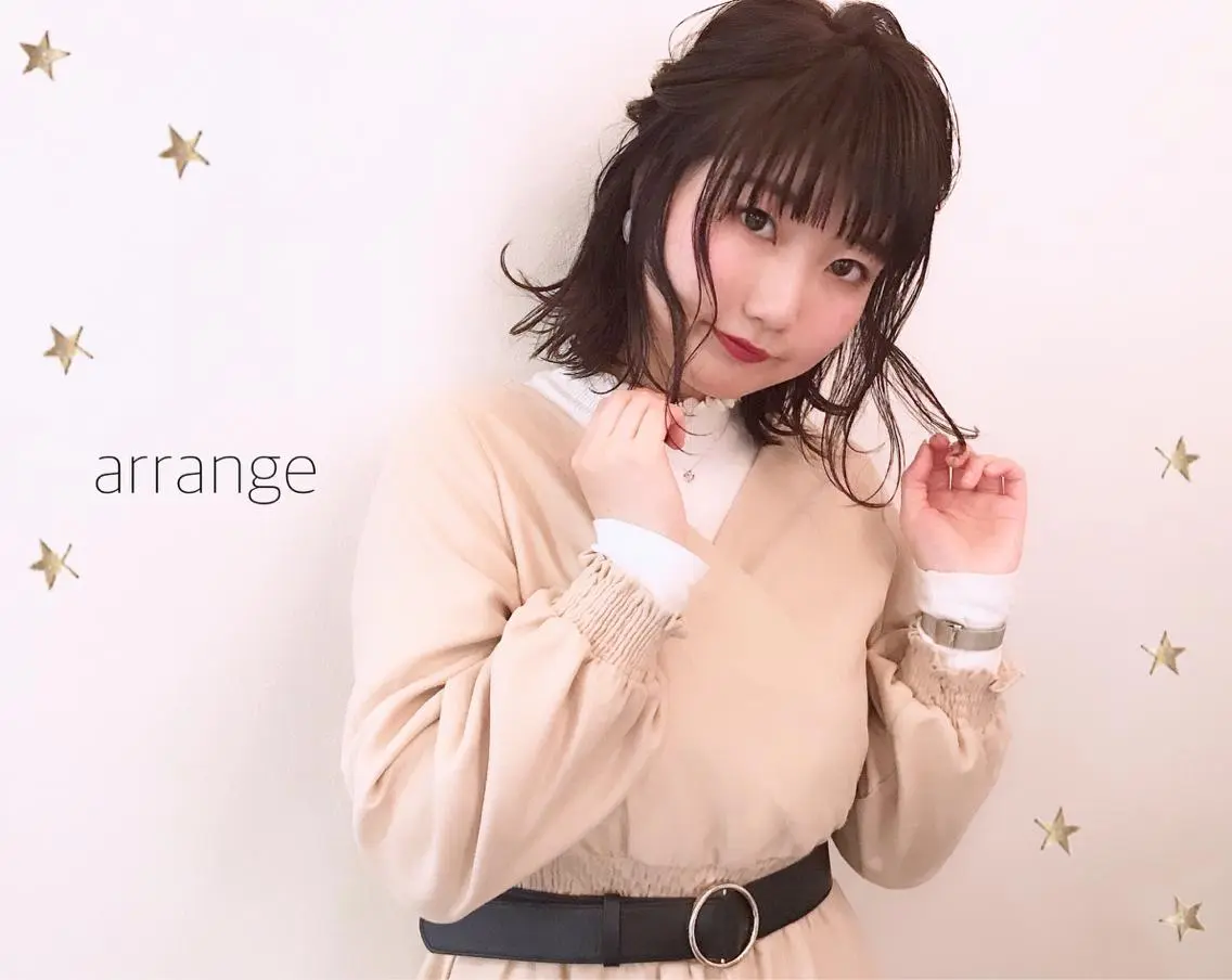 ミディアム カラー ヘアアレンジ 市川 千夏のヘアスタイル