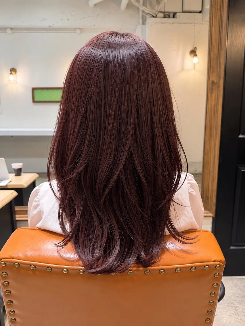 ロング カラー ピンクカラー 顔周りカット レイヤーカット ロング ひょうどう かおり🐻‍❄️のヘアスタイル