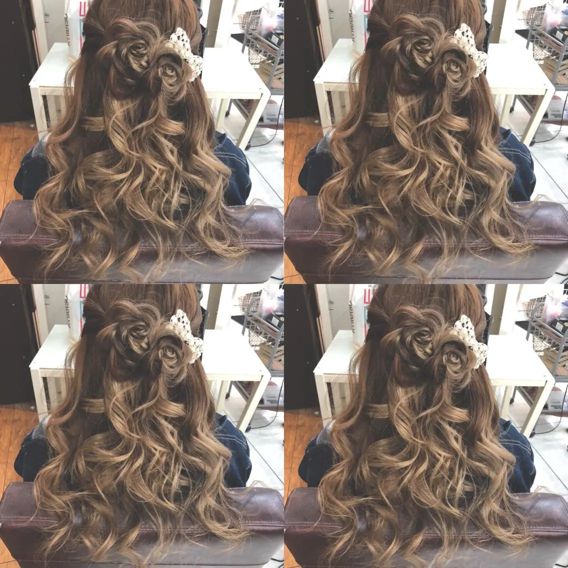 ロング ヘアアレンジ ハーフアップ ヘアセット 🌷MAYU 🌷のヘアスタイル