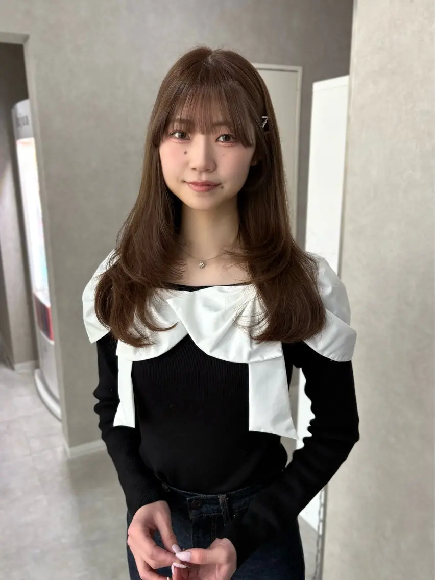 ロング カラー ブリーチ ダブルカラー ブリーチなしカラー ヘアカラー トリートメント 盛れる顔まわり✨🎀 レイヤー別所好葉のヘアスタイル