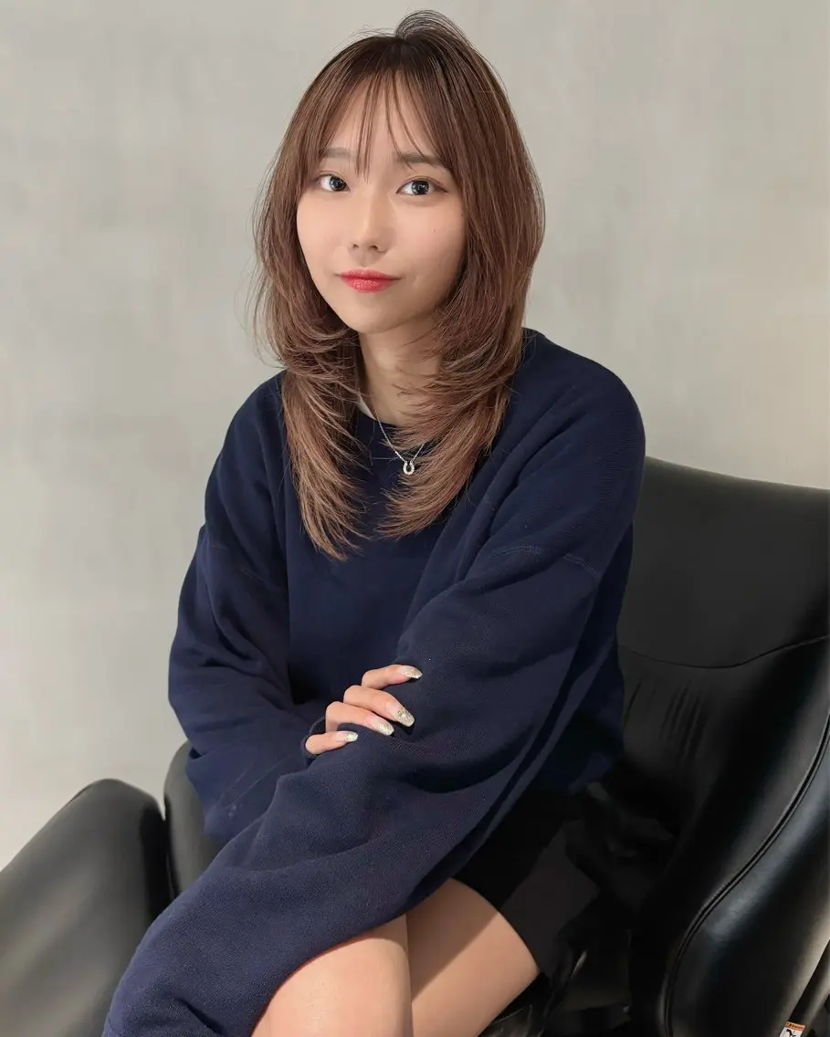 セミロング レイヤーカット 表参道レイヤーカット 髪質改善山岸季生のヘアスタイル