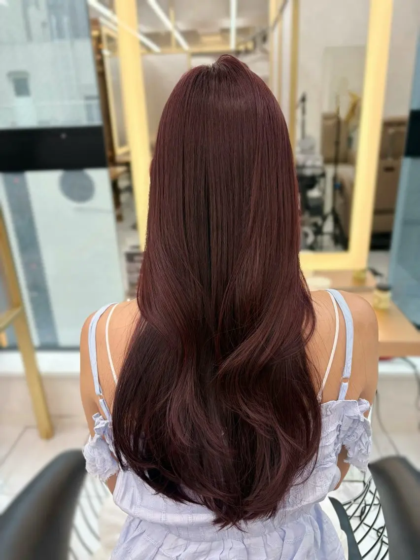 ロング カラー レッドカラー ヘアカラー トリートメント ハッシュカット 暖色カラー/伊藤菜月のヘアスタイル