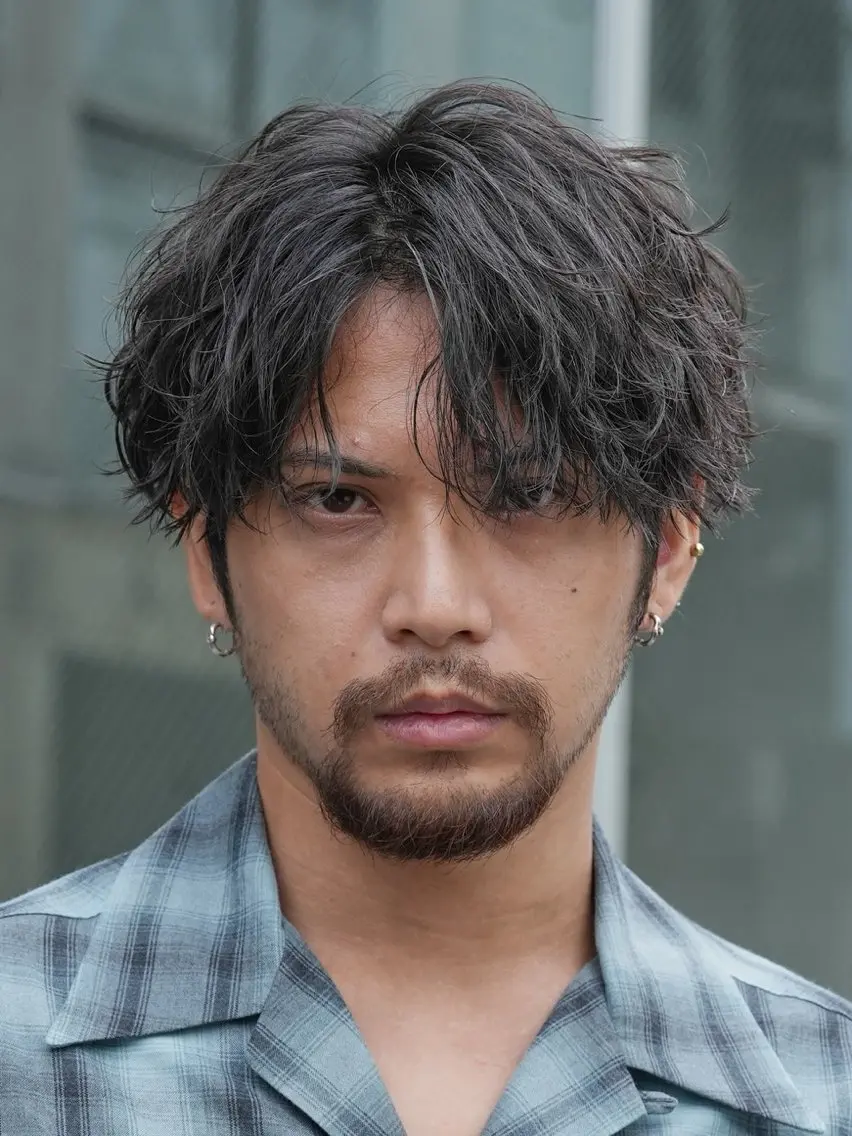 ミディアム パーマ メンズ 井上  輝香 elima 武蔵小杉のヘアスタイル