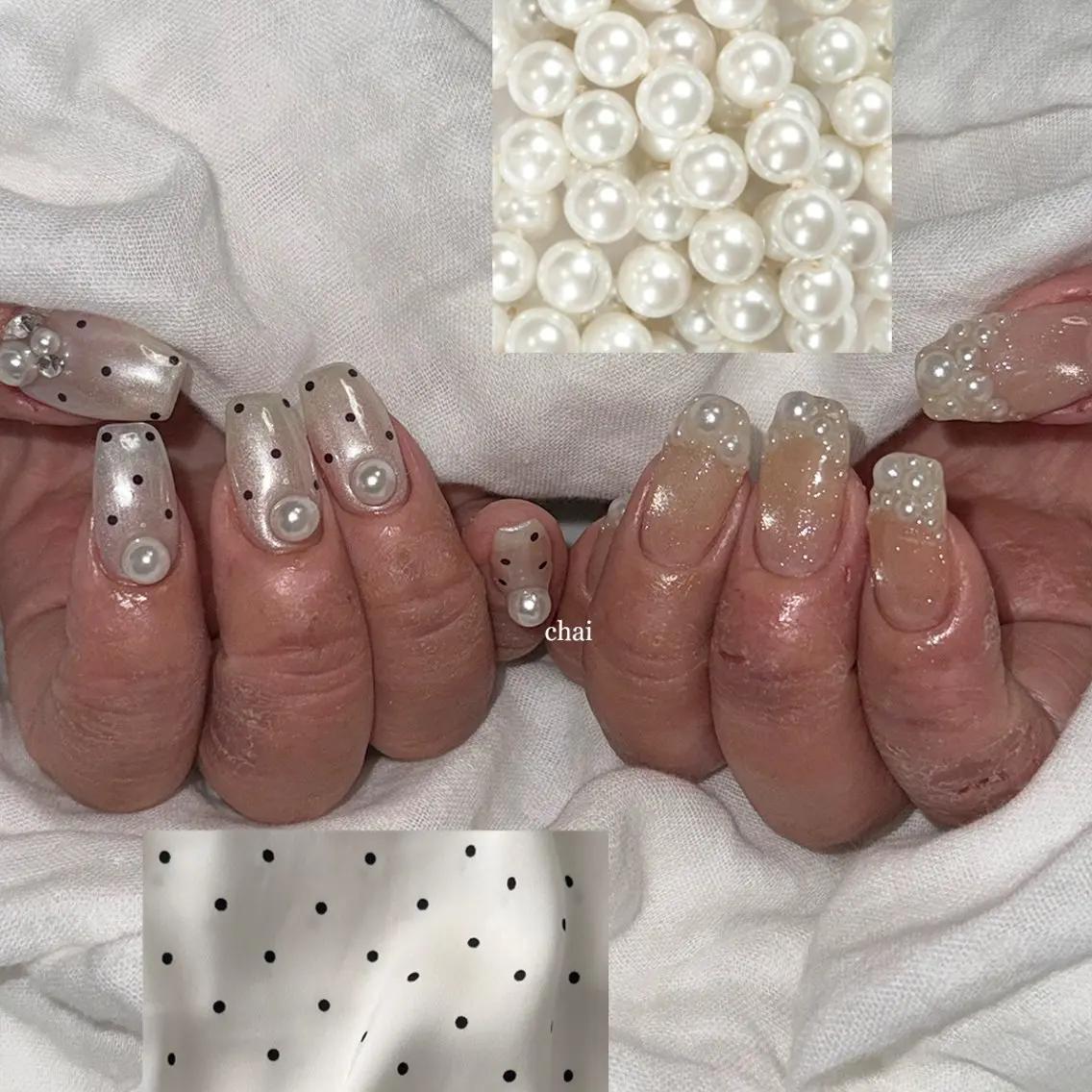 ネイル ドット フレンチネイル ハンドネイル chai nail + eye📍鶴橋のネイルデザイン