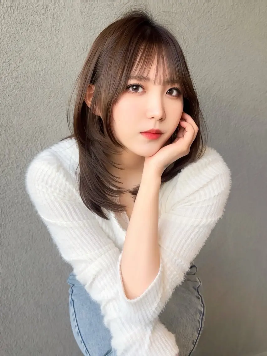 ミディアム カット ヘアカラー トリートメント ✨ハイトーン特化✨艶 カラー/エクステ/颯のヘアスタイル