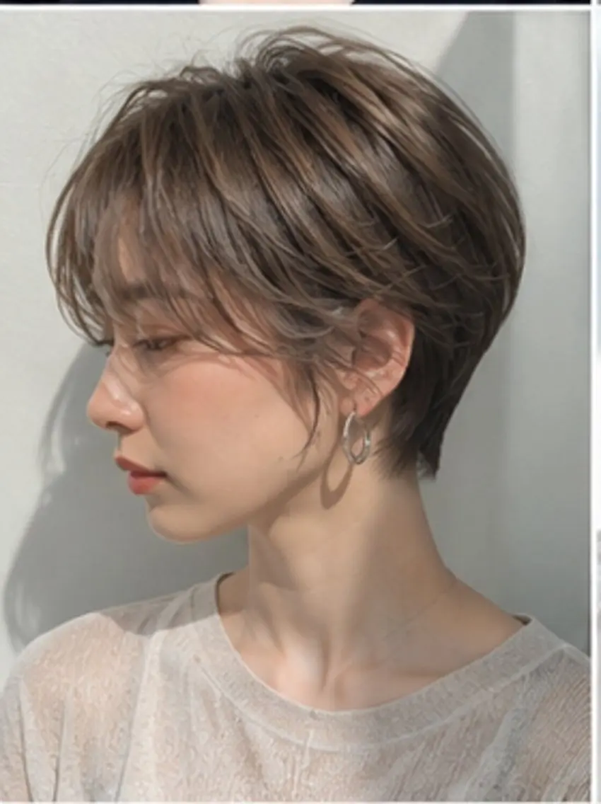 ショート ショートボブ ハンサムショート ボブ 韓国風ヘア ショートヘア 《期間限定無料》 くびれショート 日向のヘアスタイル