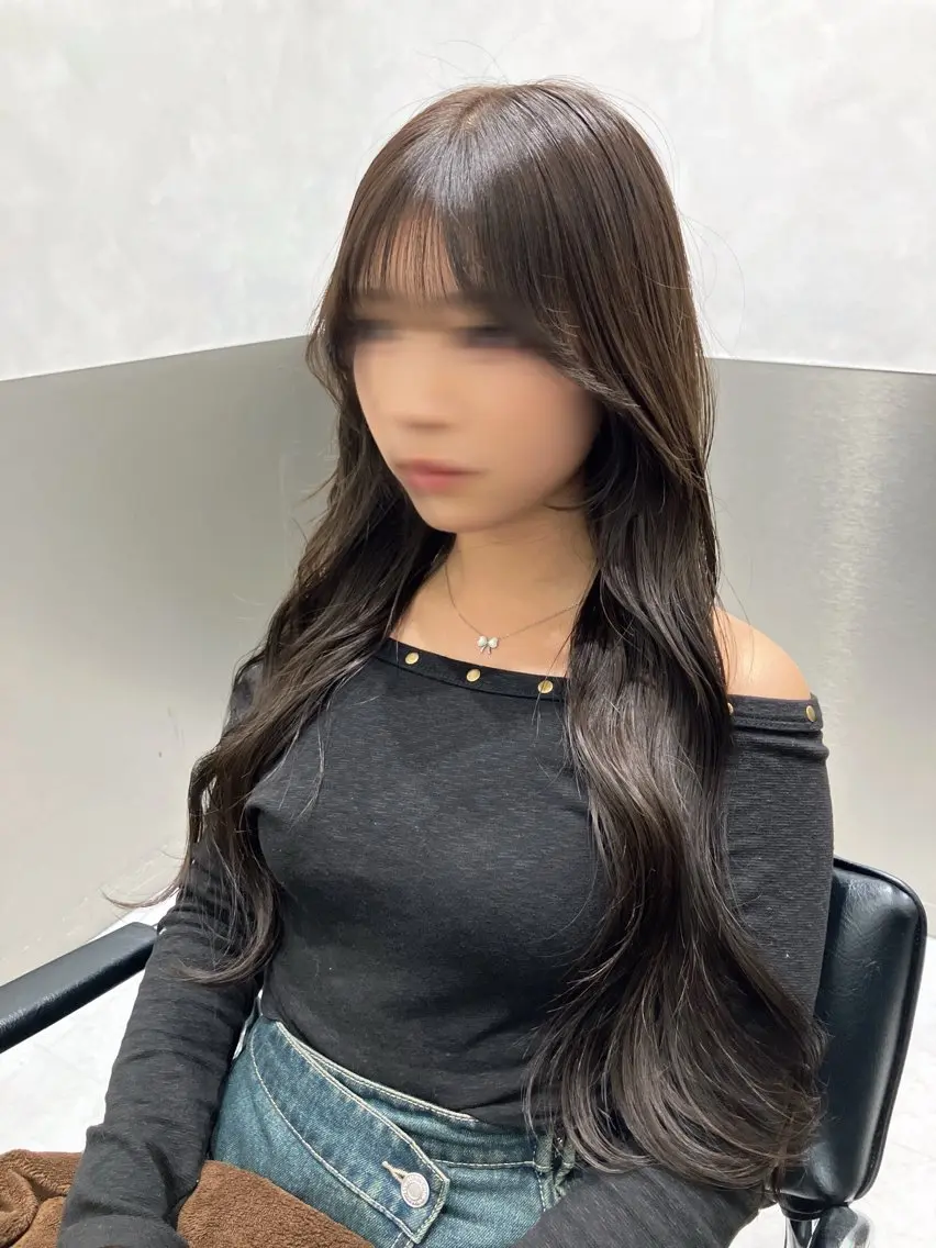 ロング カラー カット ヘアカラー トリートメント 💖ブリーチなし透明 感💖ASAHIのヘアスタイル