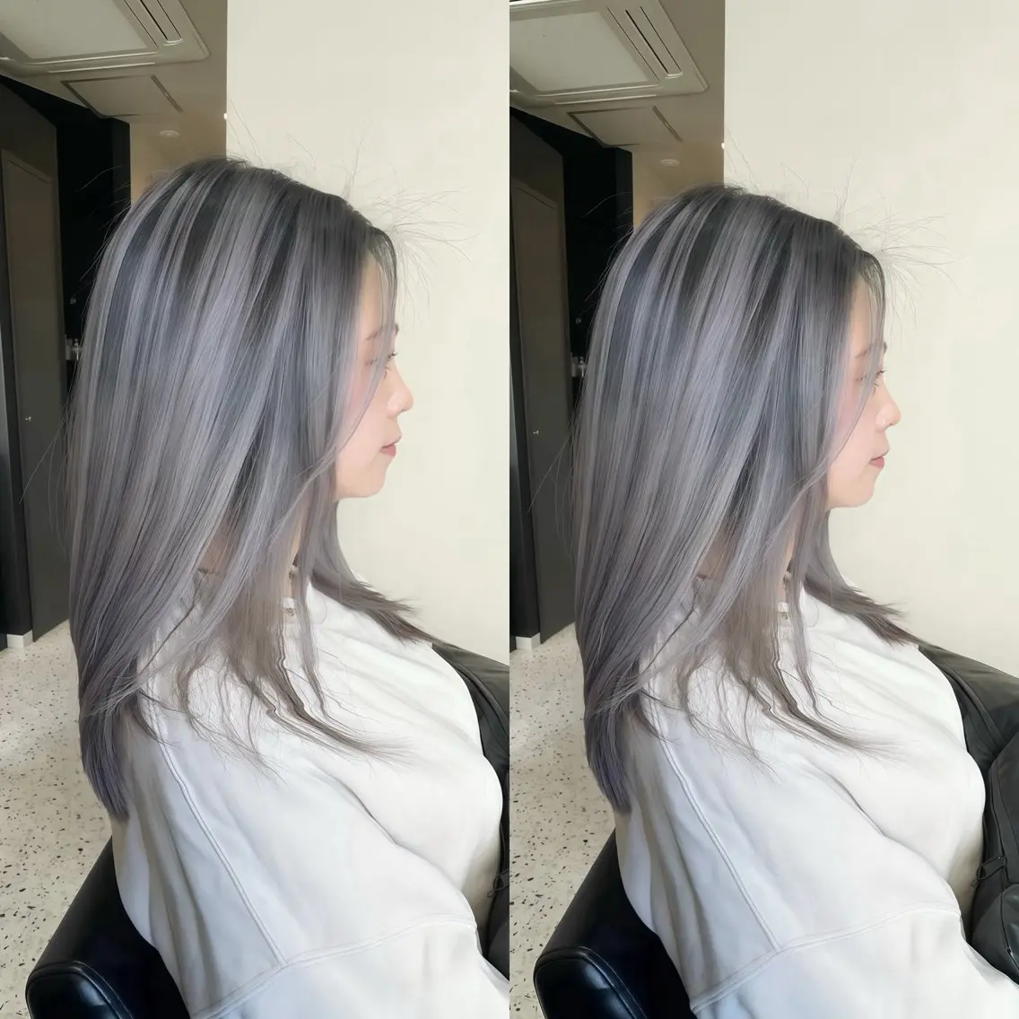 セミロング ヘアカラー Y Uのヘアスタイル