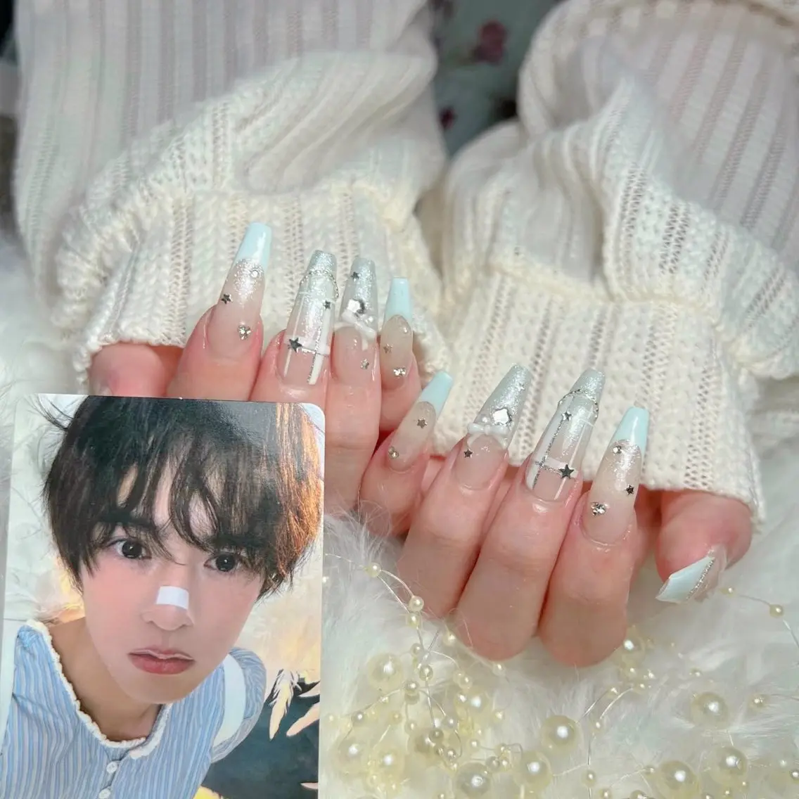 ネイル オーロラネイル クリアネイル 成人式 フラッシュネイル ジェルネイル ハンドネイル Amee Nail Salonのネイルデザイン