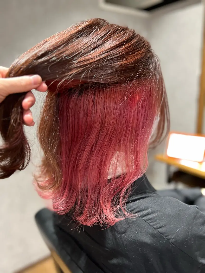 ショート カラー インナーカラー ピンクカラー ヘアカラー ✨ハイトーン カラー福岡拓也✨のヘアスタイル