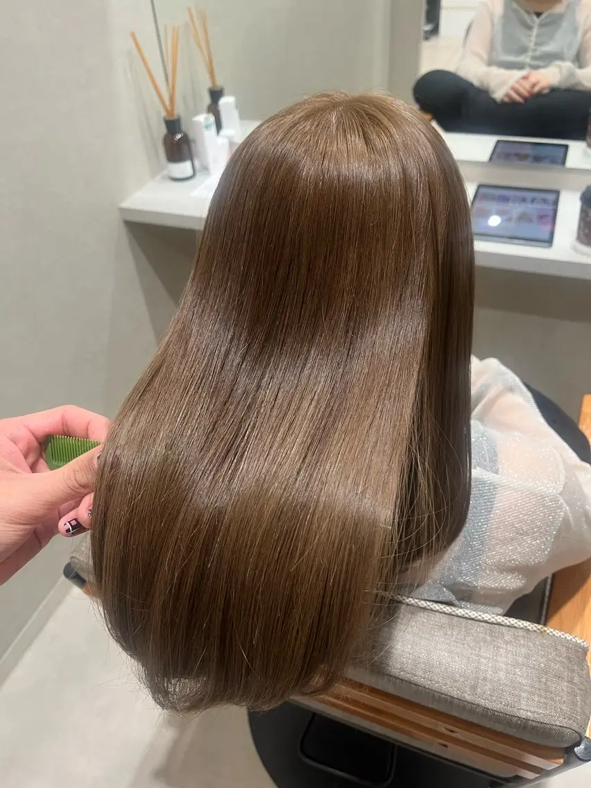 セミロング カラー ベージュカラー ブリーチ 透明感カラー ダブルカラー ヘーゼル 艶感透明感カラー◎ 大分 Keigoのヘアスタイル