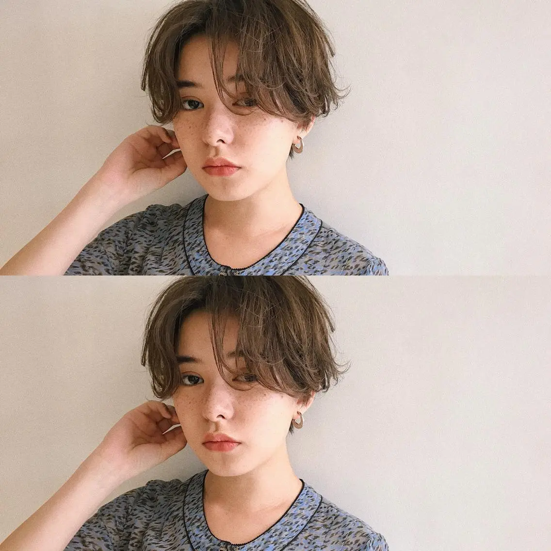 ショート カラー パーマ ヘアアレンジ ショートヘア 小顔カット カット ヘアセット 松田 亮葉のヘアスタイル