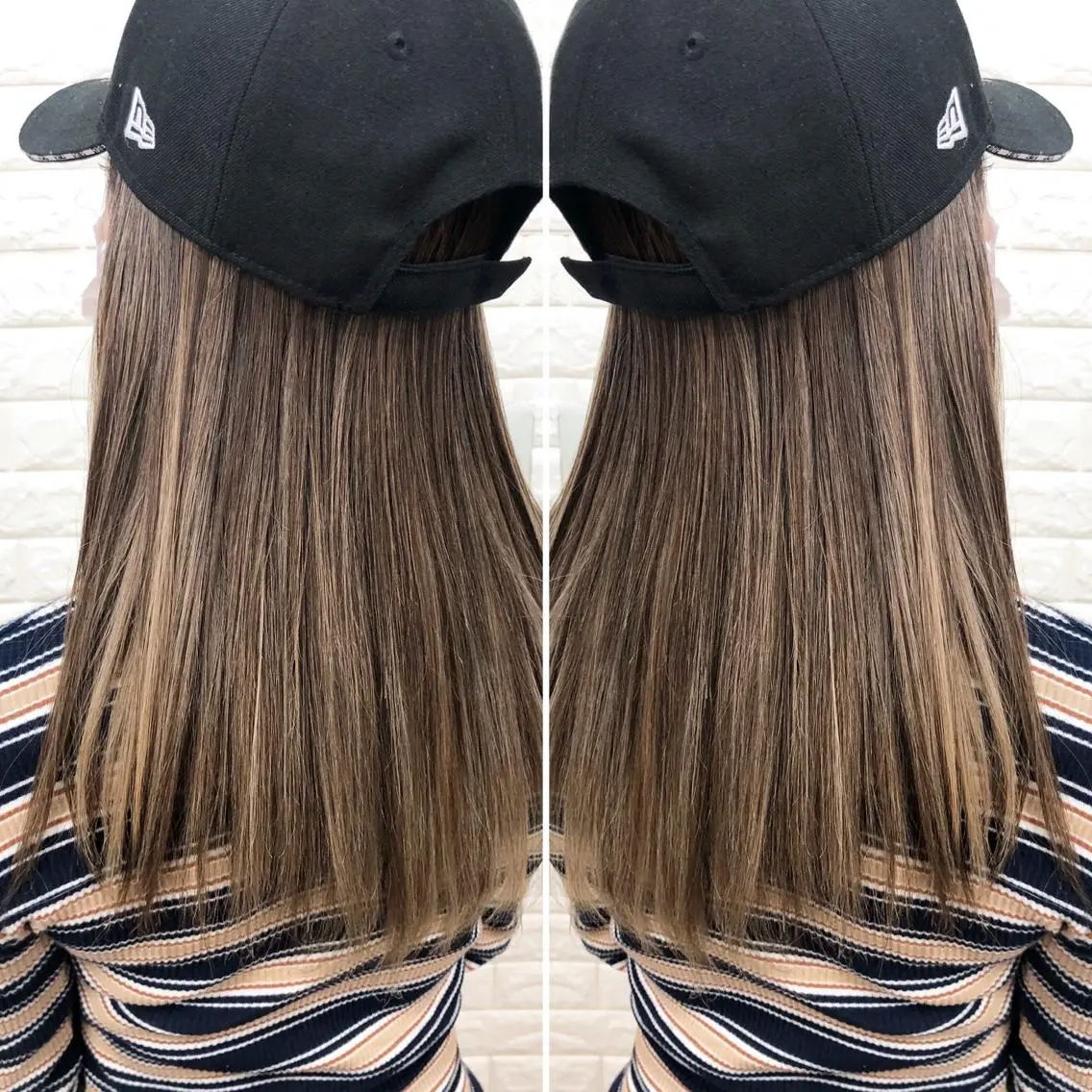 セミロング カラー ベージュカラー ハイライトカラー ハイライト ヘアカラー トリートメント famille ファミーユのヘアスタイル