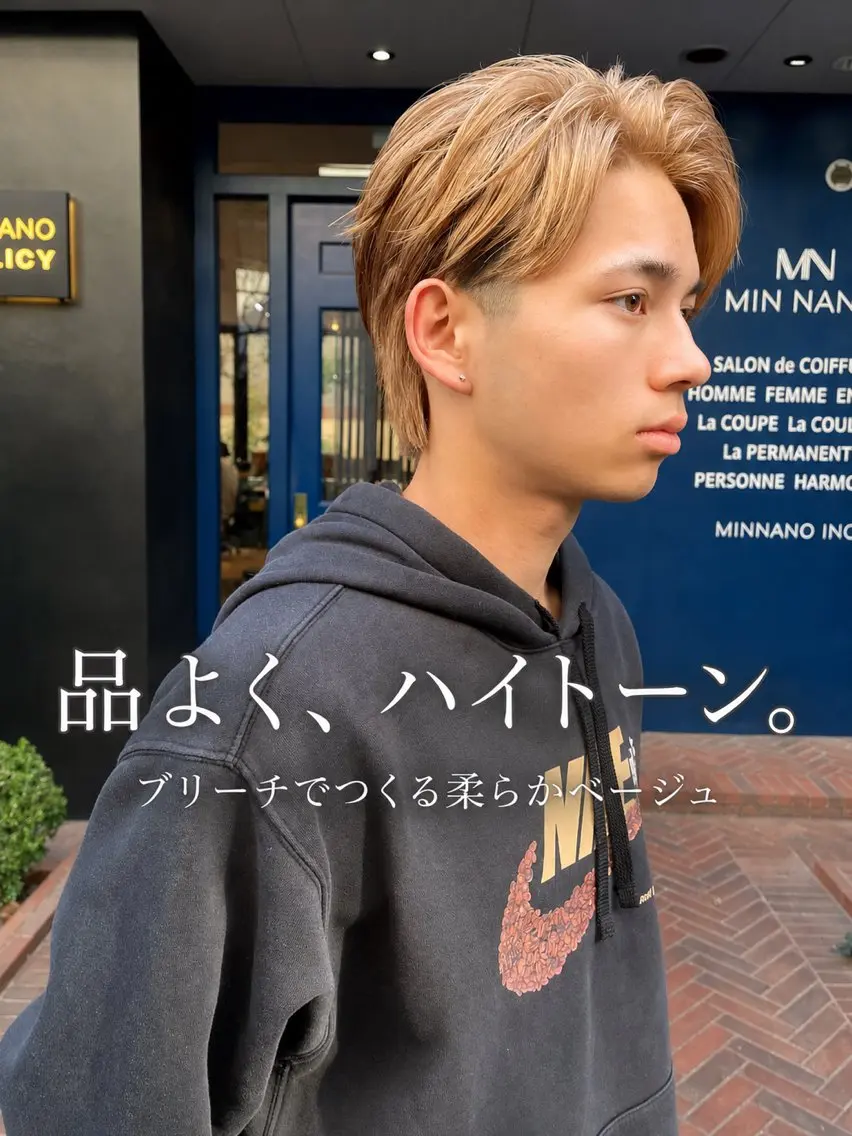 カラー メンズ アップバング メンズブリーチ センターパート マッシュ スパイキーショート カット ヘアカラー 川上拓真 ✂︎学芸大学のヘアスタイル