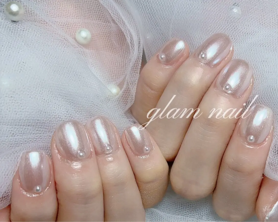 ネイル ハンドネイル エツメ💅 長さ出し🎀デザインのネイルデザイン