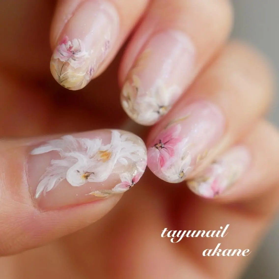 ネイル アートネイル ブルー ジェルネイル パラジェル 春ネイル ネイルサロン 【たゆnail】のネイルデザイン