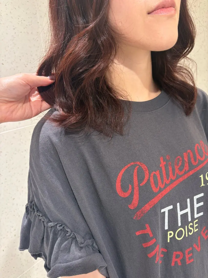 ミディアム カラー ブラウンカラー ピンクカラー カット ヘアカラー ボブ/透け感カラー tomoeのヘアスタイル