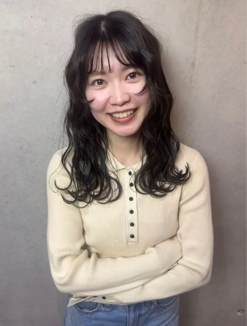 セミロング 顔周りカット 韓国風ヘア レイヤーカット 小顔カット Blume... 01 Groupのヘアスタイル