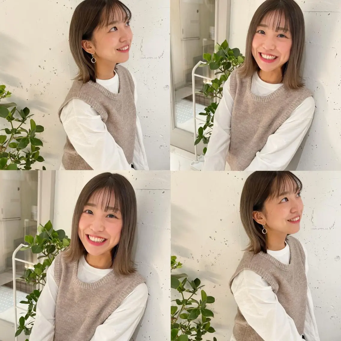 ミディアム カラー バレイヤージュ ベージュカラー グラデーションカラー グレージュ ハイトーンカラー カジュアルを女っぽく 𝗮𝘆𝗮𝗰𝗼のヘアスタイル