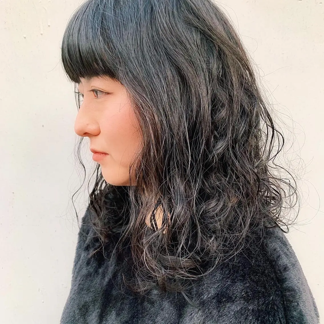 セミロング パーマ 中川 竜誠のヘアスタイル