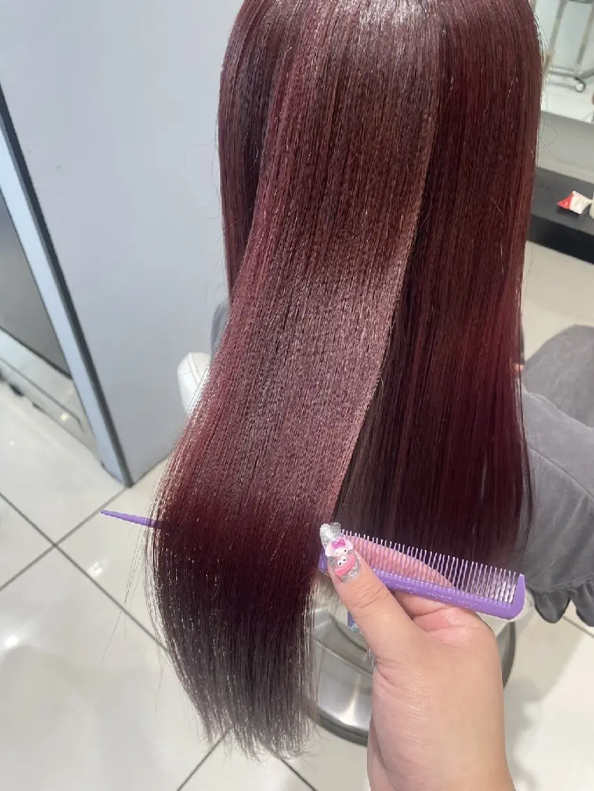 ロング カラー ブリーチなしWカラー ピンク系特化美容師のヘアスタイル