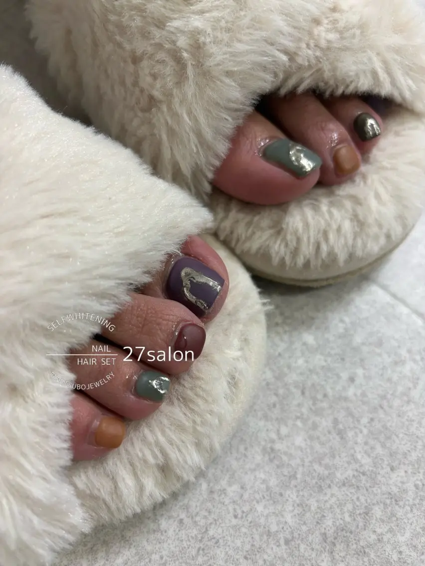 ネイル フットネイル マットネイル フットネイル 27salon yuinaのネイルデザイン