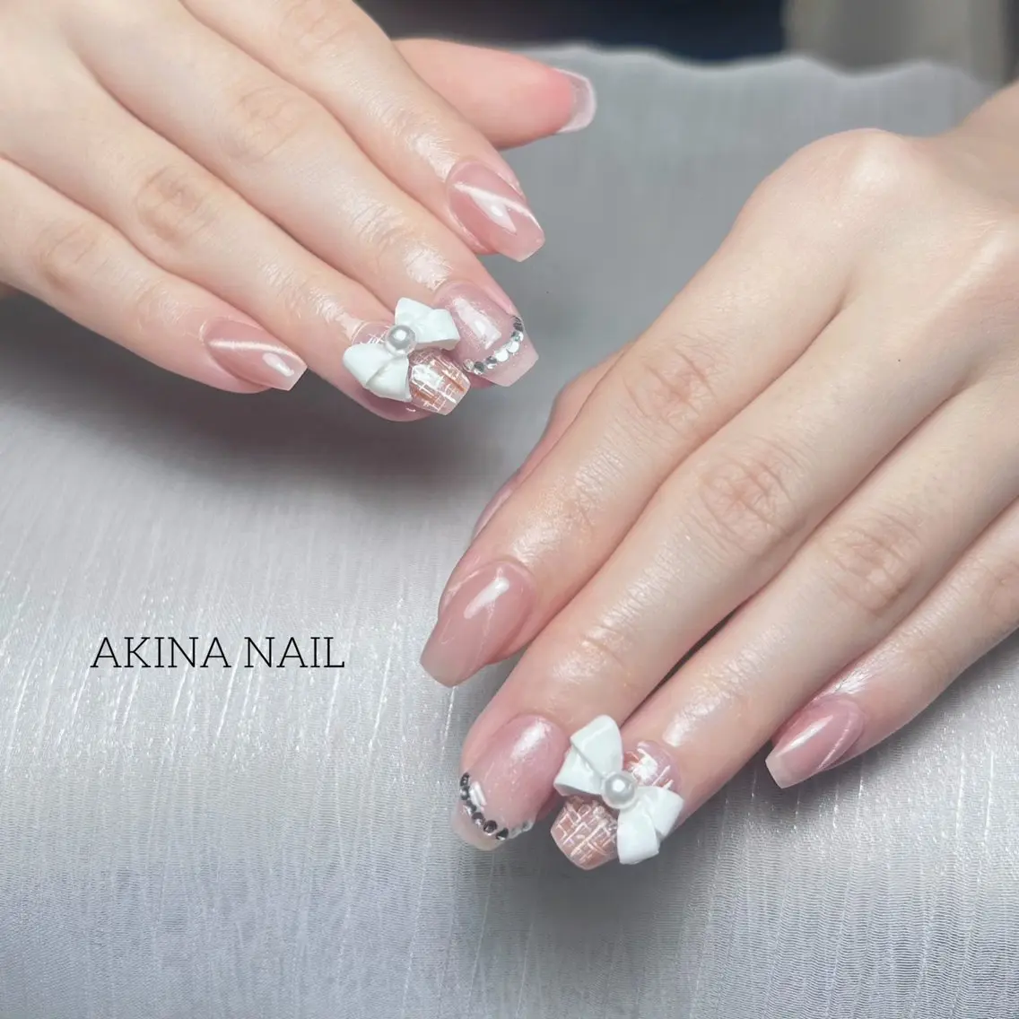 セミロング 韓国風ヘア ハンドネイル Akina Nail 亀戸のネイルデザイン