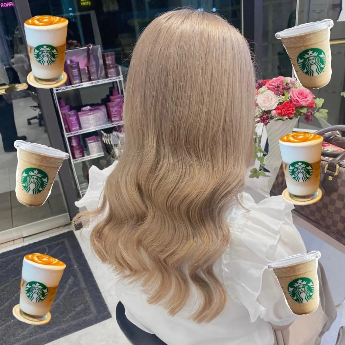 セミロング カラー アッシュ アッシュグレー アッシュグレージュ バレイヤージュ ミストバング ヘアカラー トリートメント ヘアセット ハイトーン特化💍 chloe💍韓国のヘアスタイル