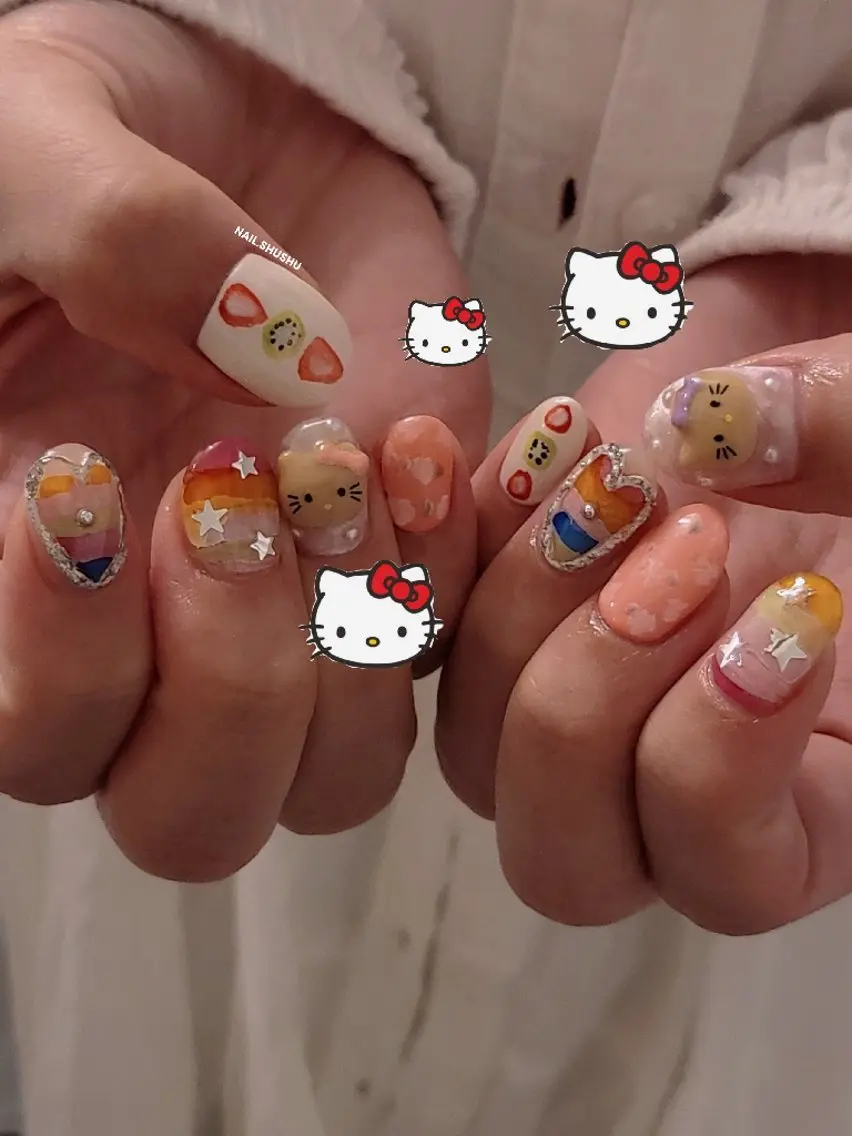 ネイル ハンドネイル 3dパーツ/流行り 👧shushu❤️のネイルデザイン