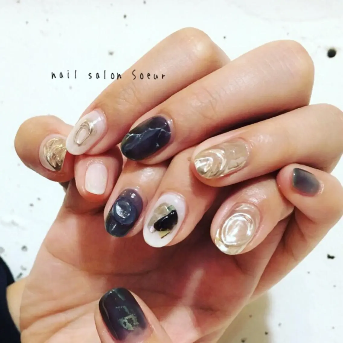 ネイル アートネイル 長さ出し ジェルネイル マットネイル ミラーネイル ハンドネイル nail salon Soeurのネイルデザイン