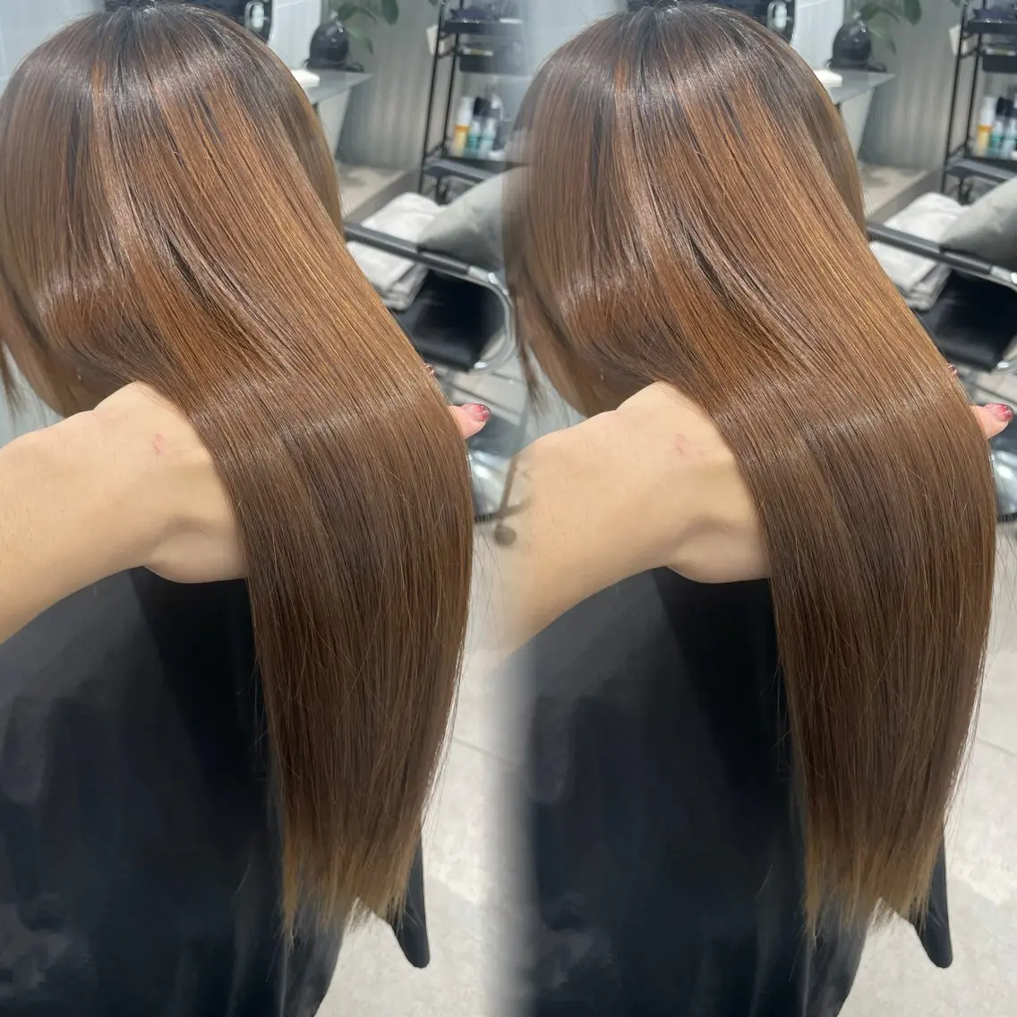 ロング カラー パーマ ブラウンカラー 髪質改善 ストレートパーマ ヘアカラー 縮毛矯正 原宿/ハイライト バレイヤージュ/大智のヘアスタイル