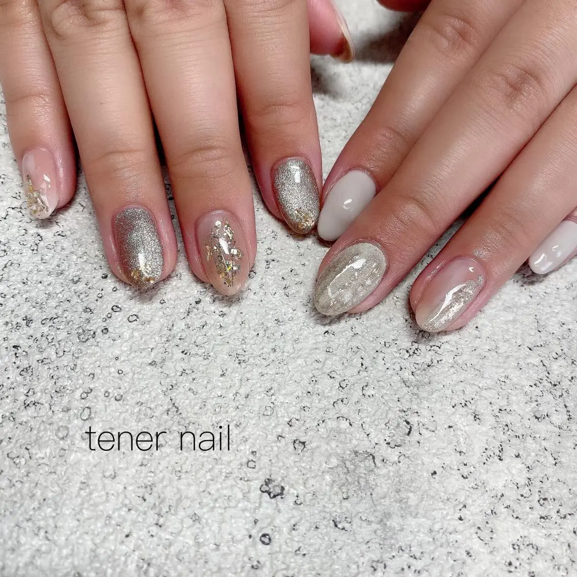 ネイル アートネイル ニュアンスネイル ホワイト テネルネイル tener nailのネイルデザイン