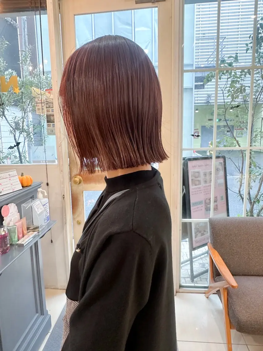 ミディアム カラー 切りっぱなしボブ ボブ カット ヘアカラー ✨カラー支持No.1 🧸ワキ カナコ🧸のヘアスタイル