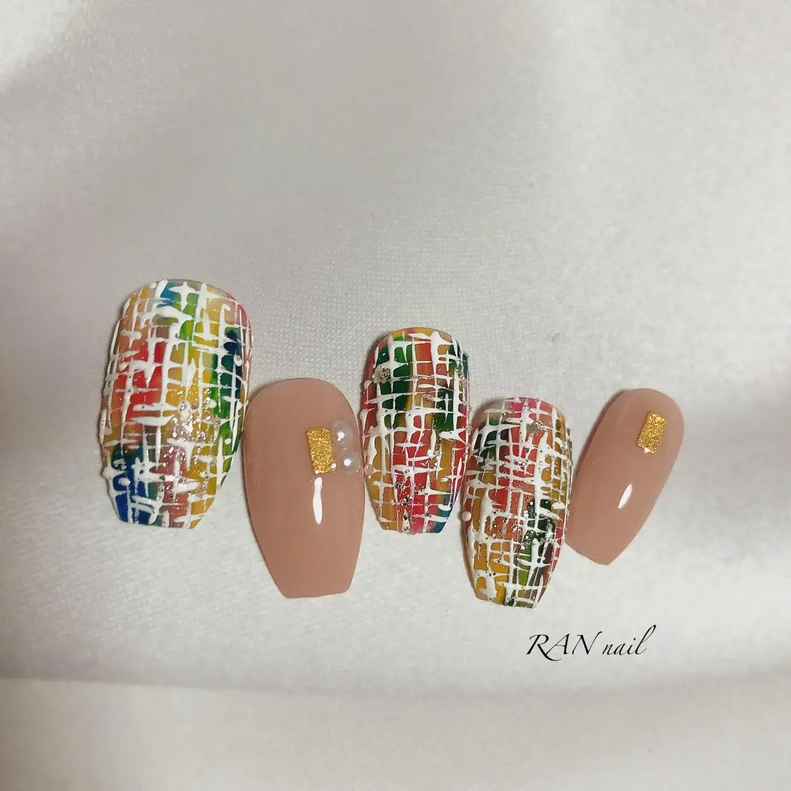 ネイル ジェルネイル オフィスネイル ツイードネイル RAN nailのネイルデザイン