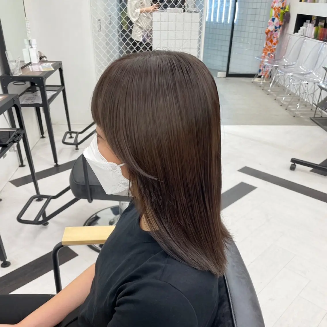 ショート カラー パーマ ヘアアレンジ メンズ 透明感カラー グレージュ 髪質改善 トリートメント mona/ ストレートスタイル✨のヘアスタイル
