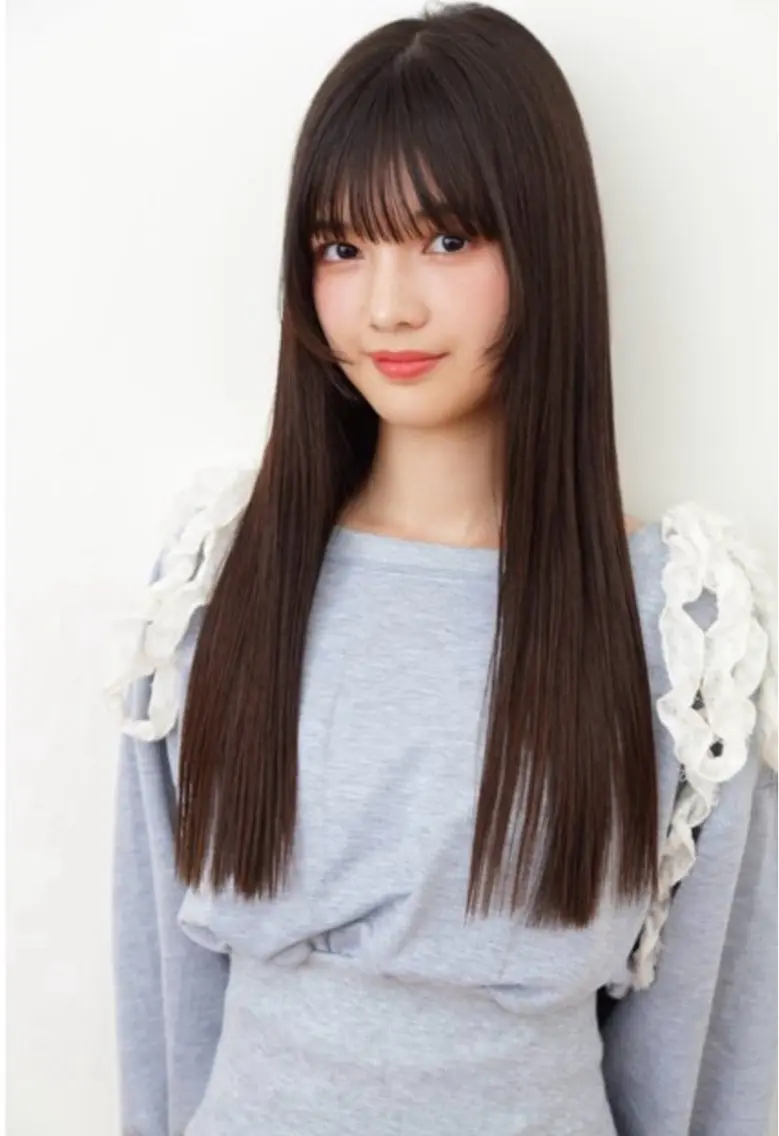 ロング カット 縮毛矯正 大人韓国レイヤー🫧 暖色カラー/はるのヘアスタイル