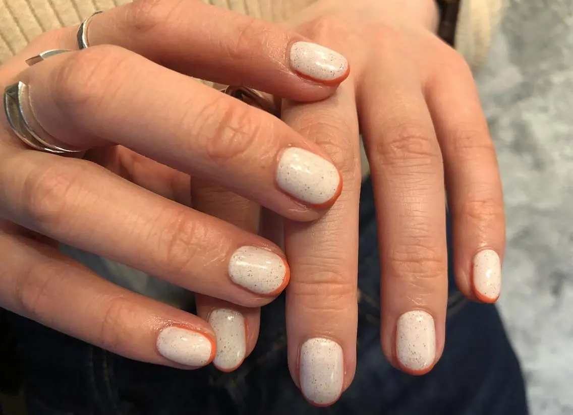 ネイル オレンジ パラあり！フィルイン 美フォルムのネイルデザイン