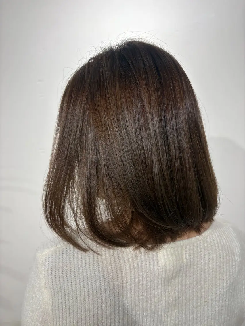 ミディアム カラー パーマ ハイライトカラー ハイライト 京都駅/透明感カラー 🖤sakiのヘアスタイル