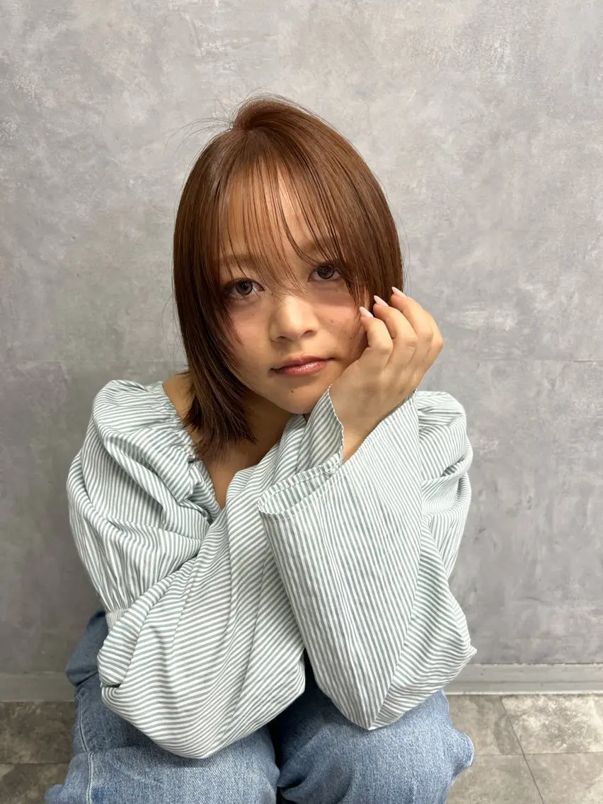 ショート カラー 黒髪 ブリーチ 透明感カラー 顔周りカット レイヤーカット ヘアカラー 透明感/レイヤー 🇰🇷tomonaのヘアスタイル