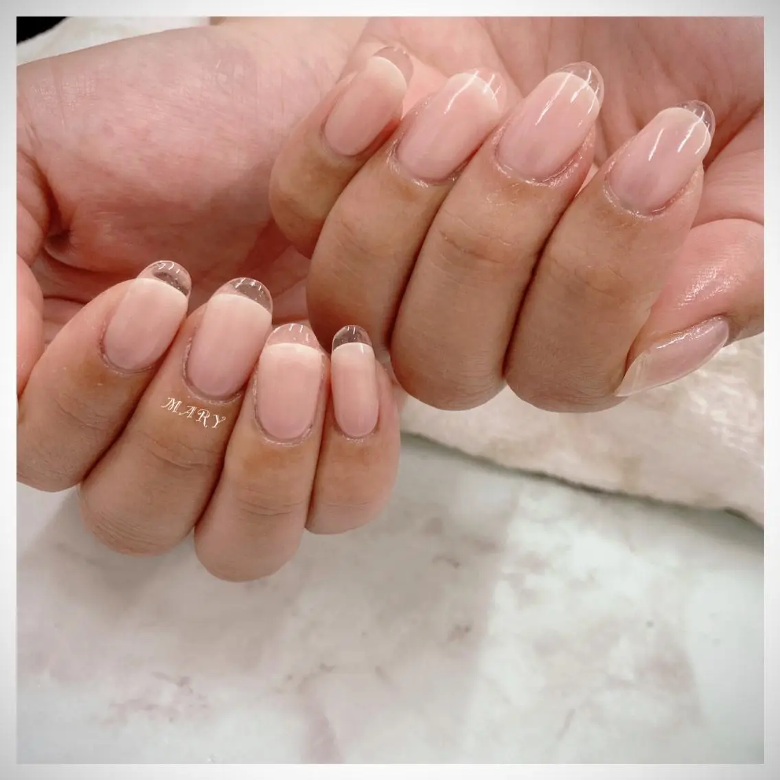 ネイル クリアネイル フレンチネイル ニュアンスネイル オフィスネイル ワンカラーネイル ハンドネイル Mary nail .narumiのネイルデザイン