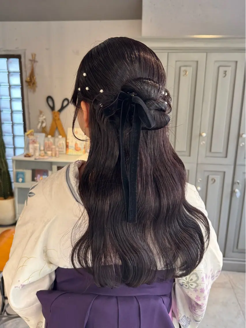 ヘアアレンジ 着付け 🫧札幌ブリーチなし 透明感カラーゆん🫧のヘアスタイル