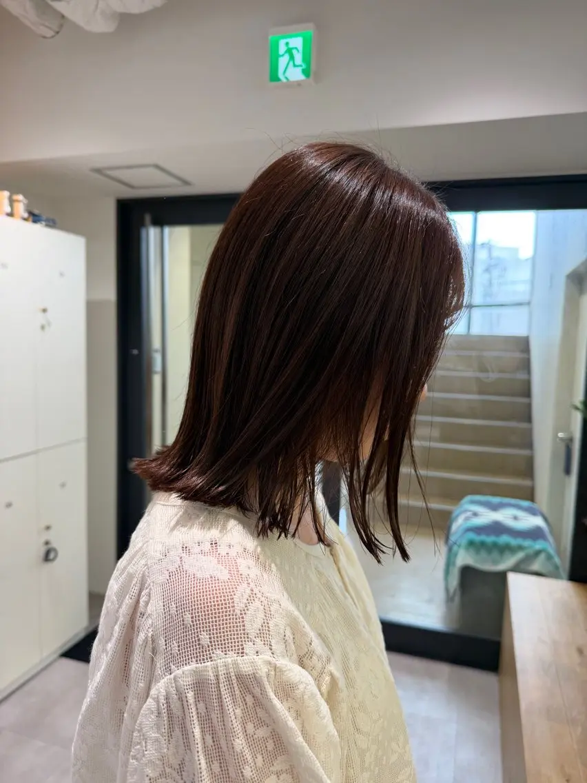 ミディアム カラー ブラウンカラー 切りっぱなし/髪質 改善矯正/さやか🫧のヘアスタイル