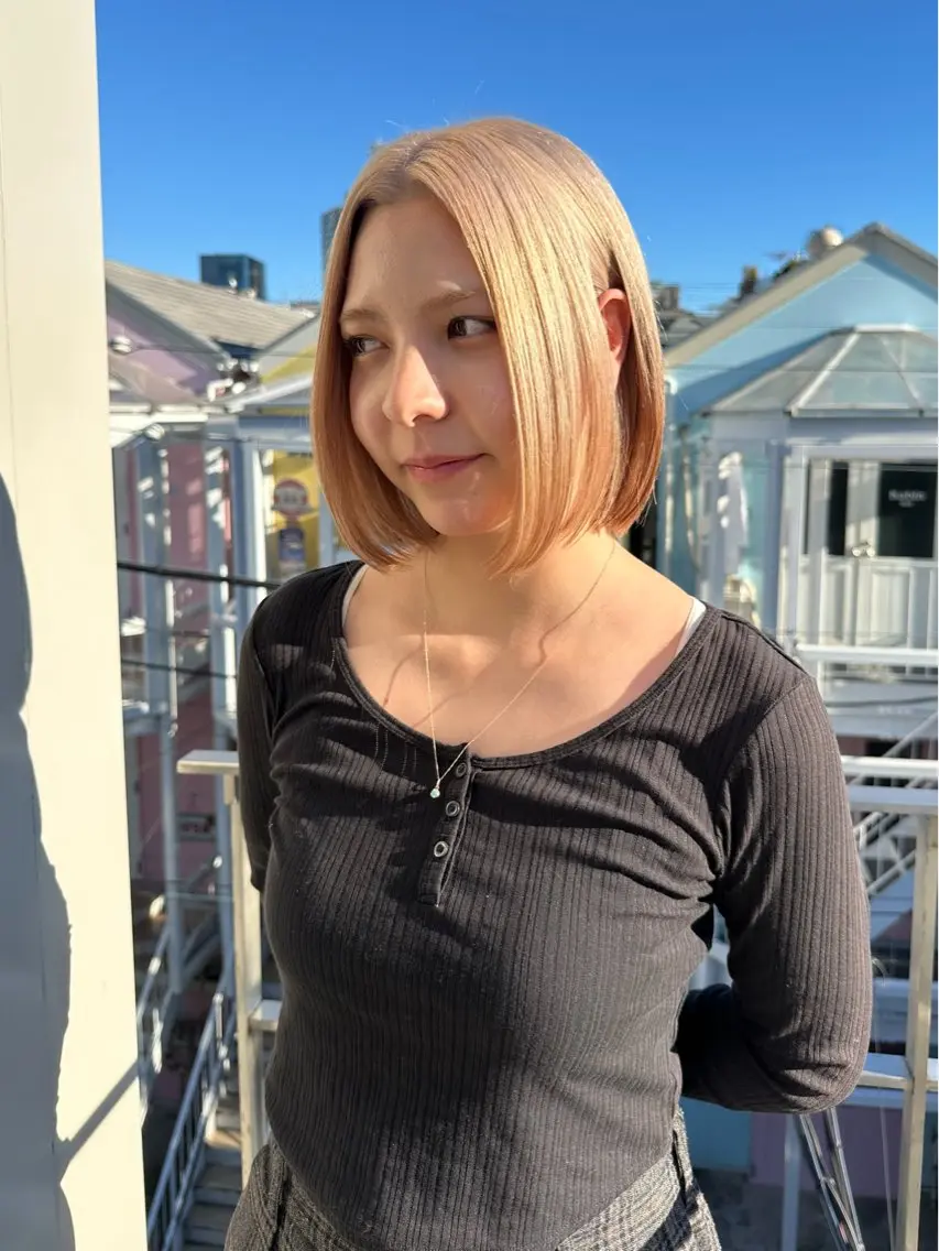 ミディアム カラー ヘアカラー HANAME 原宿美容室のヘアスタイル