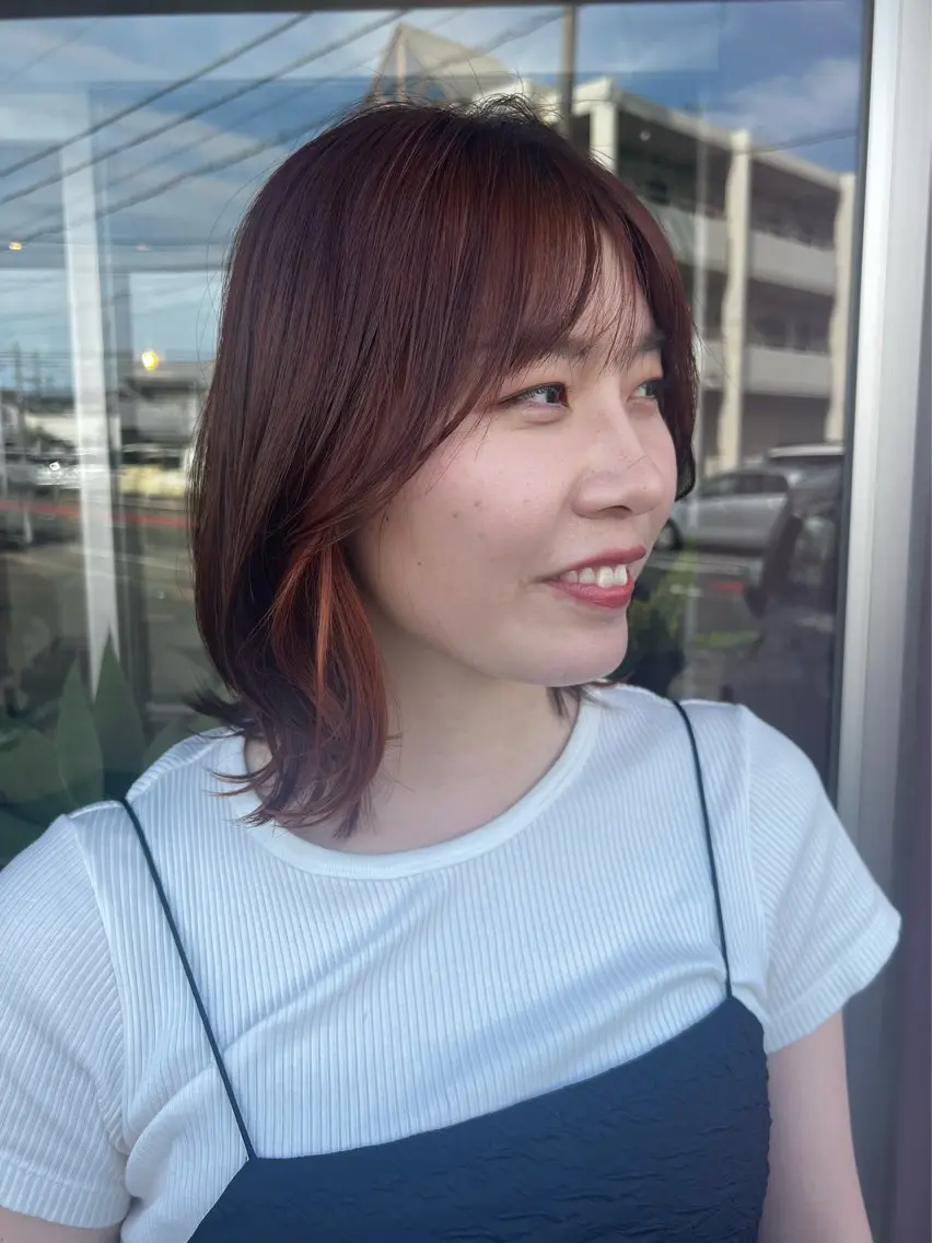 ミディアム カラー アッシュ 黒髪 ブリーチ ブルーカラー ブルーブラック 🌿寄り添い型美容師 🌿yuiのヘアスタイル