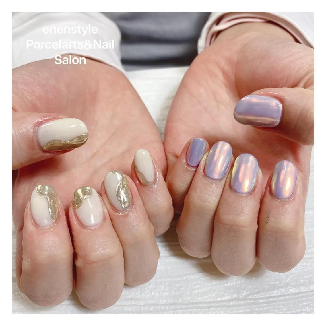 ミディアム ネイル ハンドネイル 🐾enen style 🐾のネイルデザイン