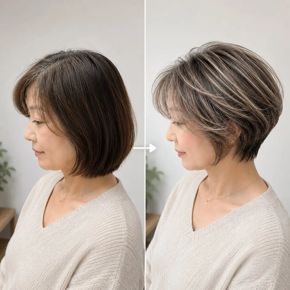 ショート カラー バレイヤージュ ブリーチ ハイライトカラー 卒業式のヘアスタイル ハイライト ヘアカラー 白髪ぼかしのプロ ✨たいきのヘアスタイル