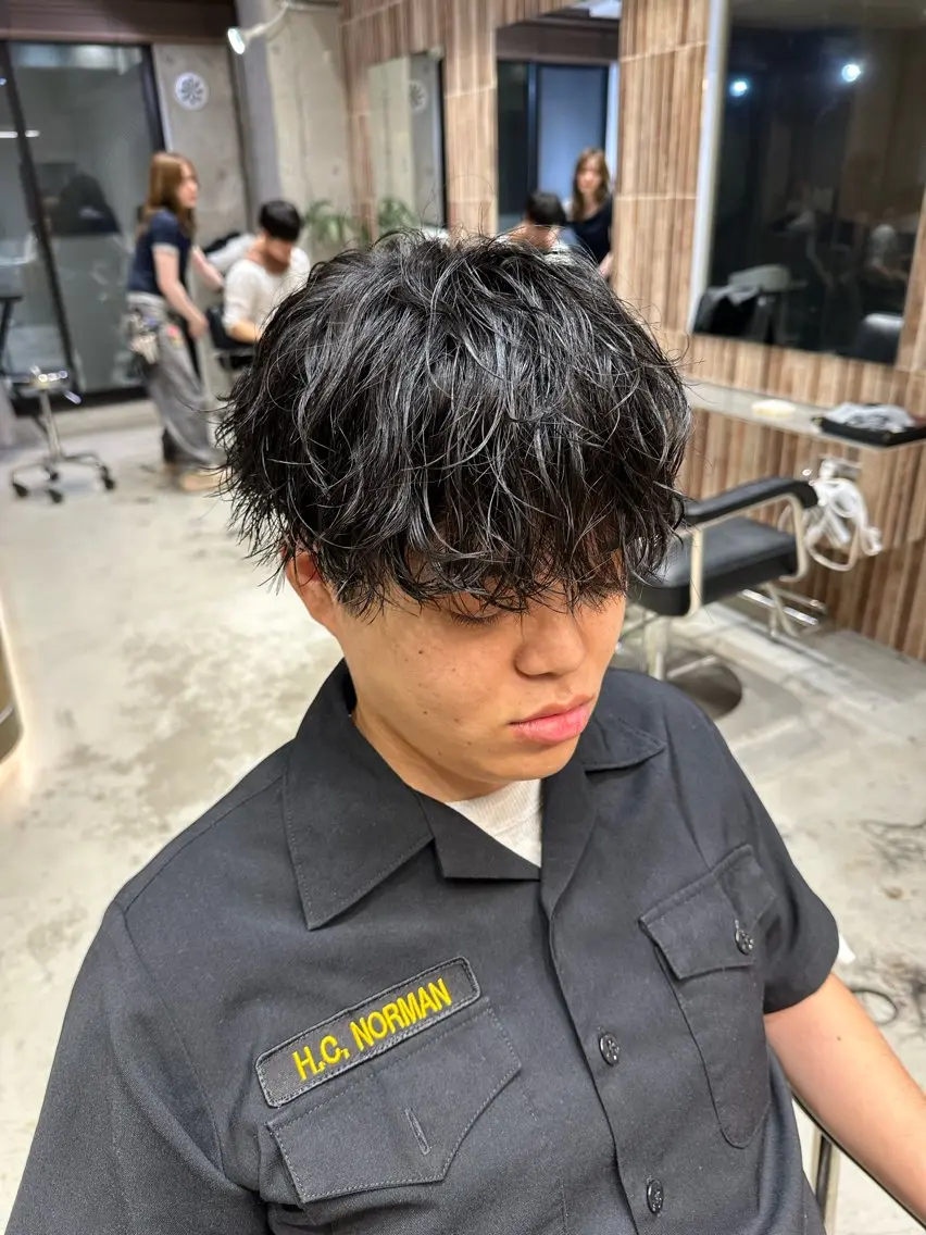 ショート パーマ メンズ カット パーマ トリートメント ヘアセット 横浜/メンズ特化/ Farbe/田中颯斗のヘアスタイル