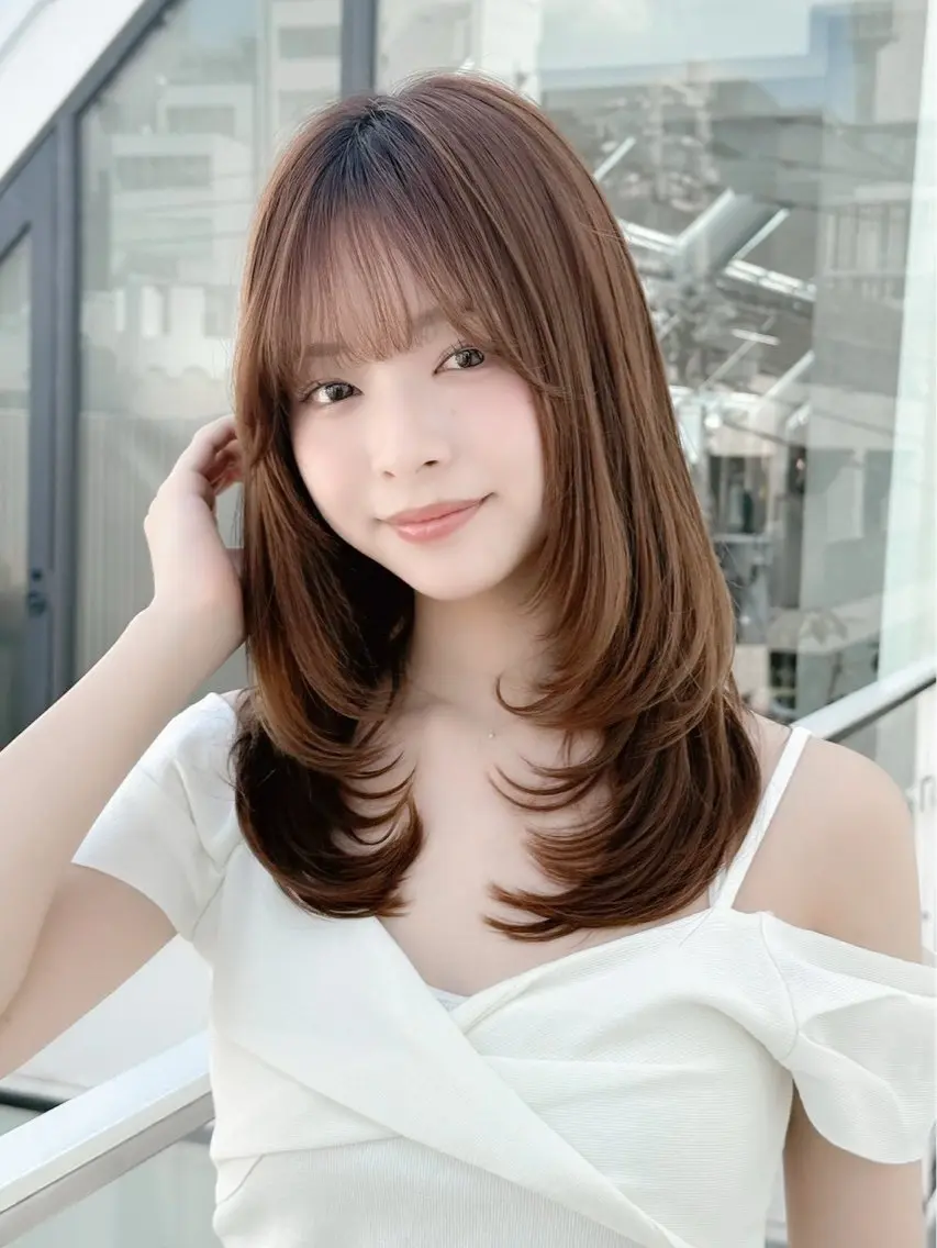 ミディアム カット ヘアカラー トリートメント 久米 春輝のヘアスタイル