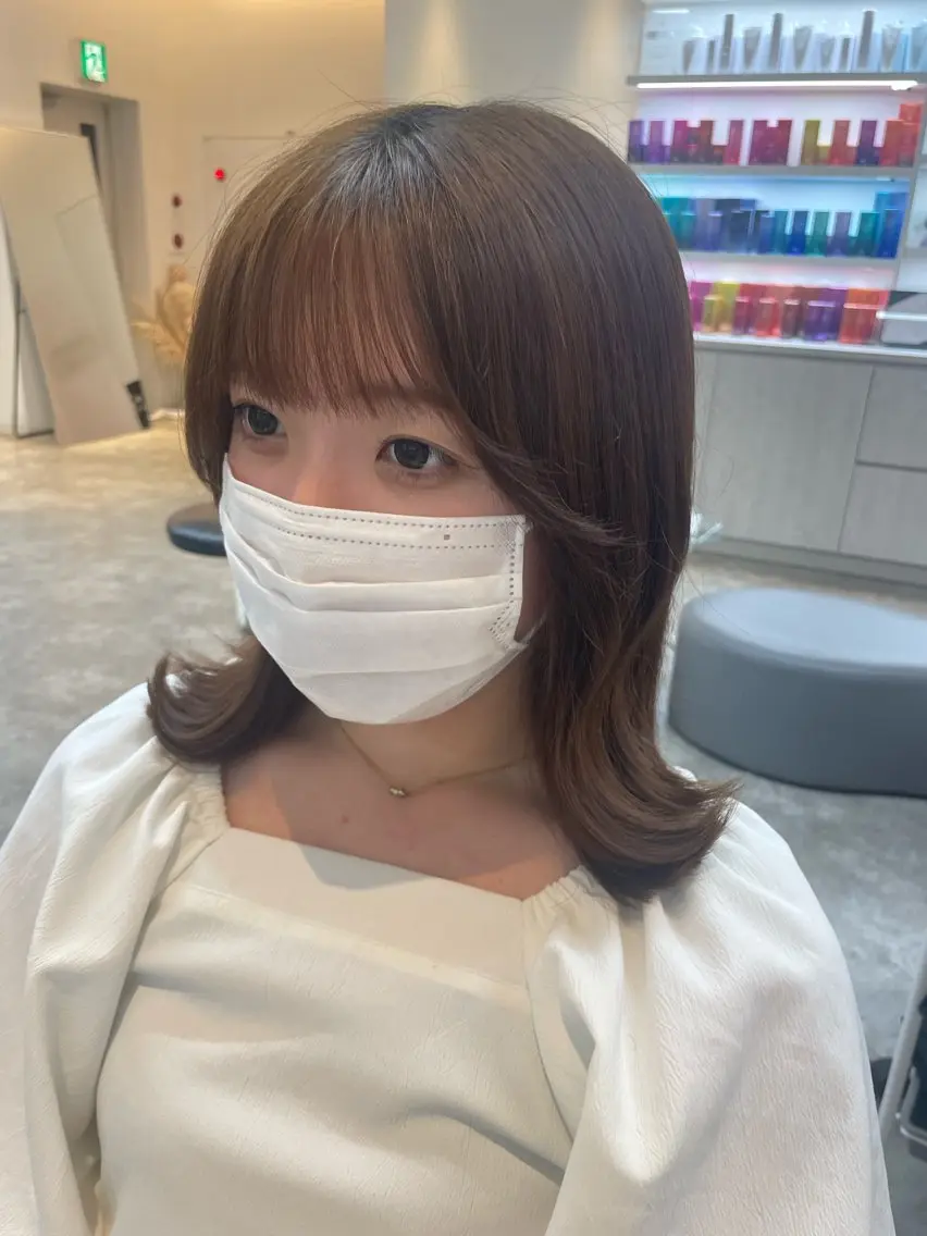 ミディアム くびれヘア 韓国風ヘア 柳田 光のヘアスタイル