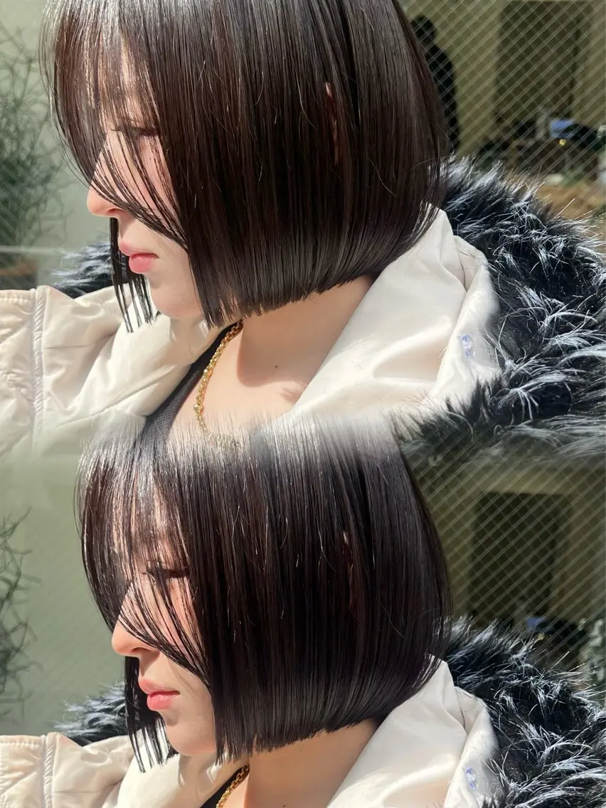 ショート カラー ブラウンカラー 透明感カラー イルミナカラー 小顔ボブ jilblanカホのヘアスタイル
